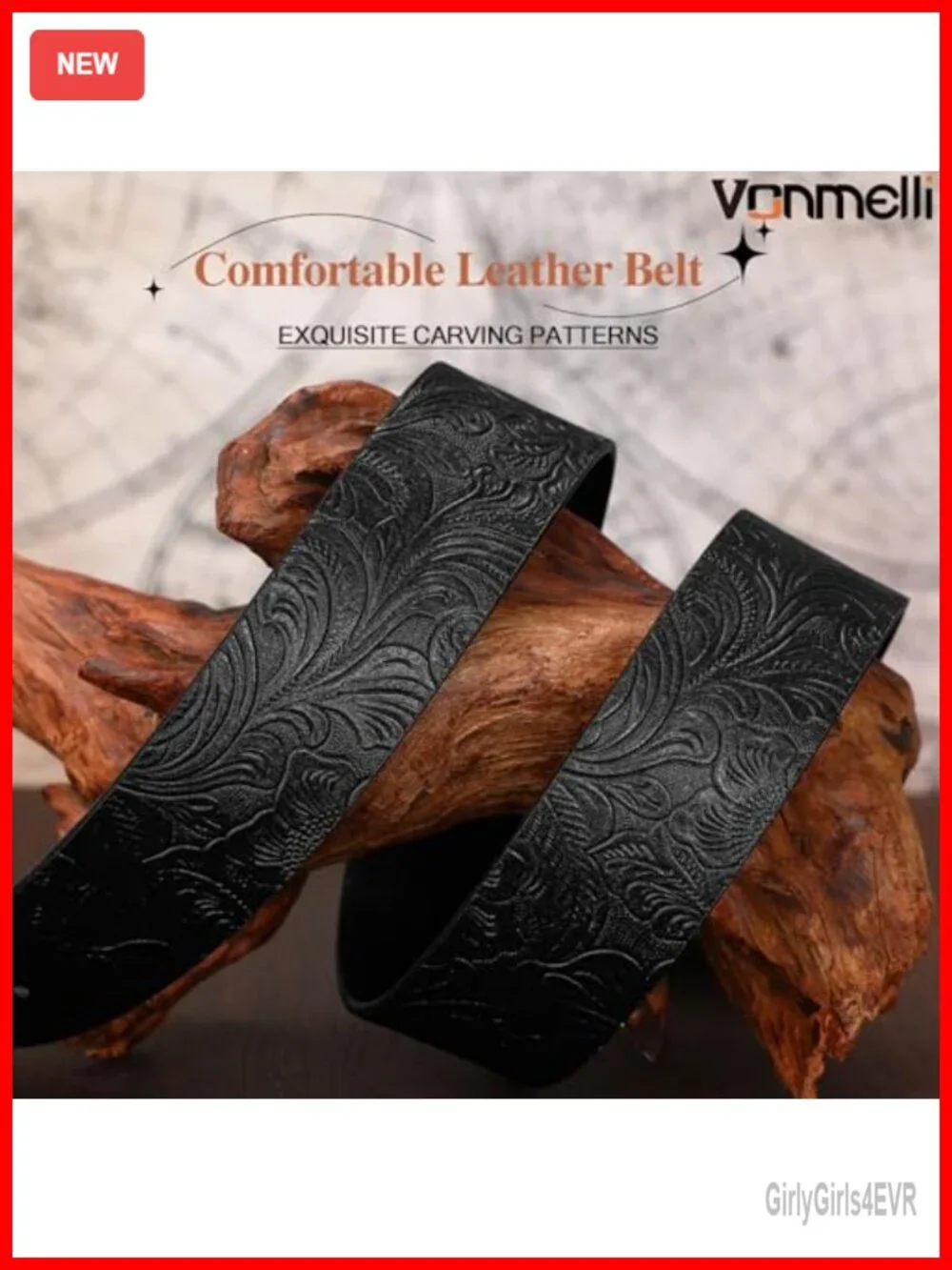 Western PU Leather Belt with Vintage Engraved Buckle for Women Men